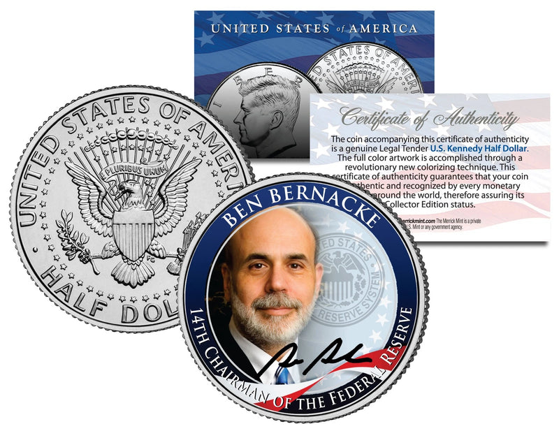 BEN BERNANKE *14th Chairman Federal Reserve* JFK Half Dollar US Colorized Coin-1