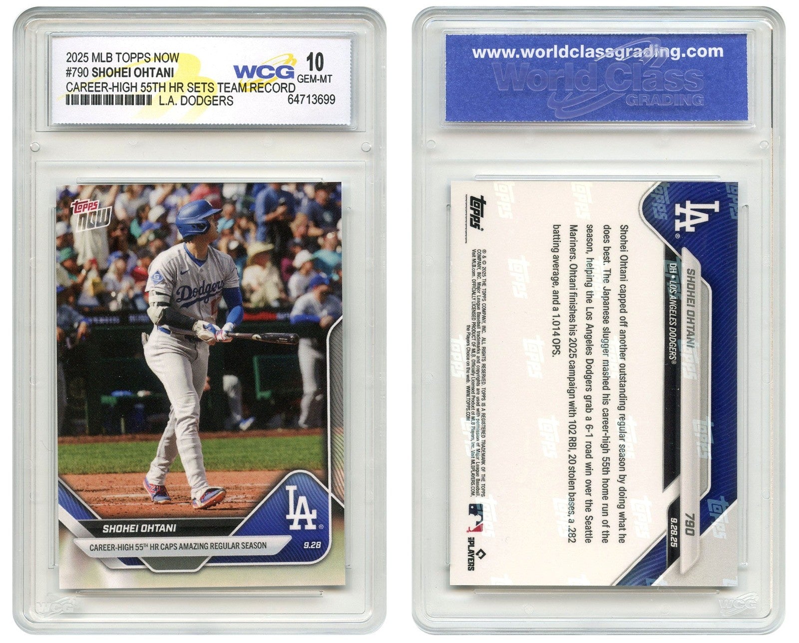 2025 Topps SHOHEI OHTANI Dodgers Career High 55th HR Card #790 - GEM-MINT 10-2