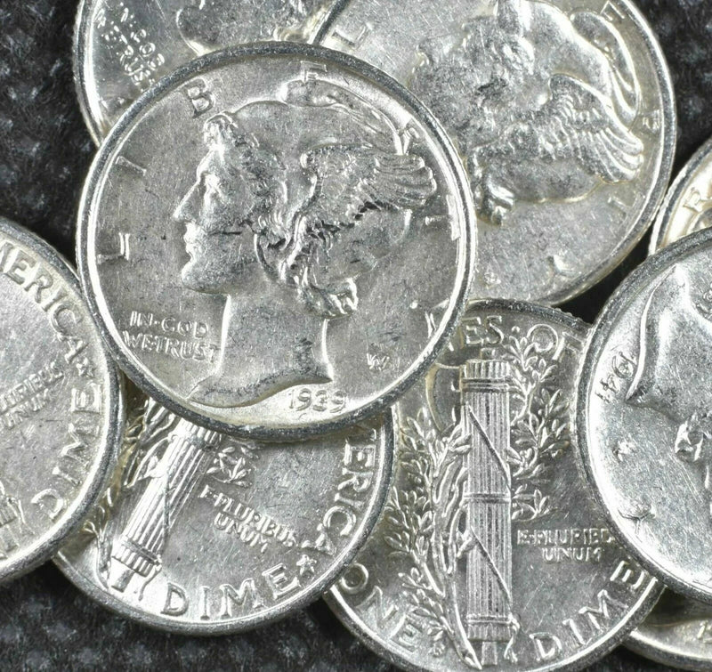 ✯ Estate Coin Lot Mercury Silver Dimes UNC+ MS++ BU ✯ 90% Silver RARE ✯-2