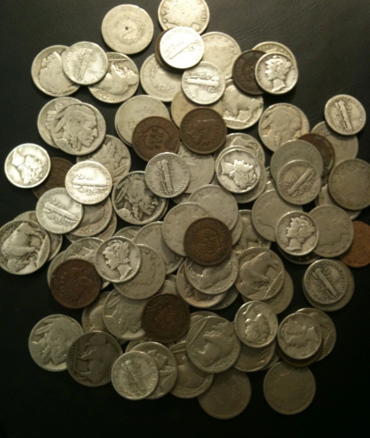 Old US Silver 4 Coin Lot Buffalo V Nickels Indian Cent Mercury Iconic Estate Set