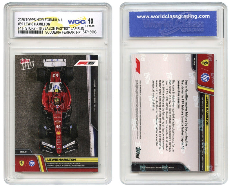 2025 F1 Topps Now LEWIS HAMILTON Formula 1 HISTORIC Record Card #69 GEM MINT 10-2
