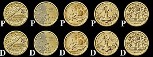 2018- 2019 P&D All 10 American Innovation BU Dollar Complete FULL SET mint-7