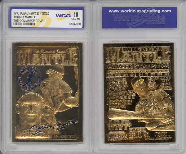 1996 MICKEY MANTLE Commerce Comet NY YANKEES 23K GOLD CARD - GRADED GEM-MINT 10