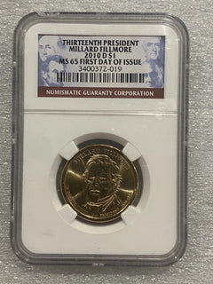 2010 D Millard Fillmore US Presidential Dollar Coin NGC MS 65 First Day Issue-3