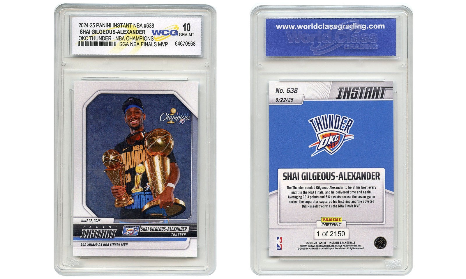 2025 Panini SHAI GILGEOUS-ALEXANDER Thunder NBA Finals MVP Card #638 GEM MINT 10