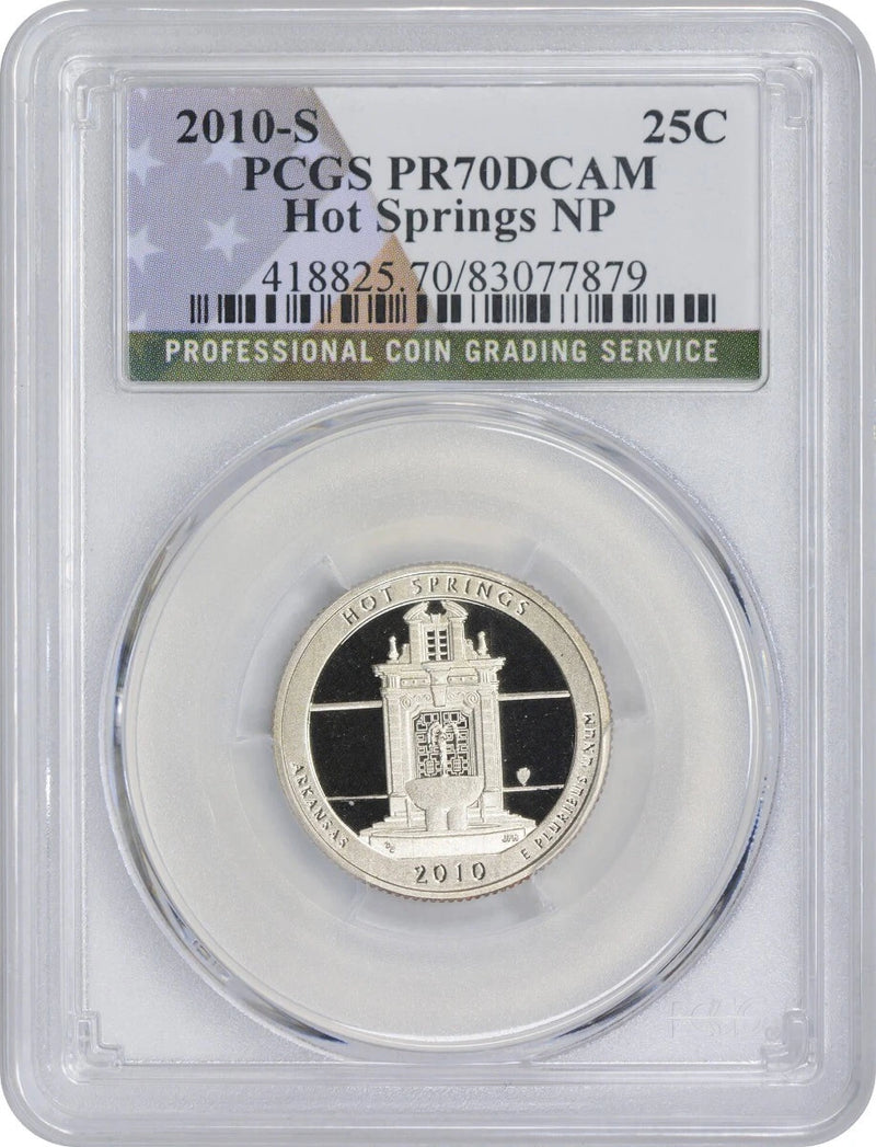2010-S Flag Clad Hot Springs NP State Quarter PR70DCAM PCGS 70 Deep Cam-1