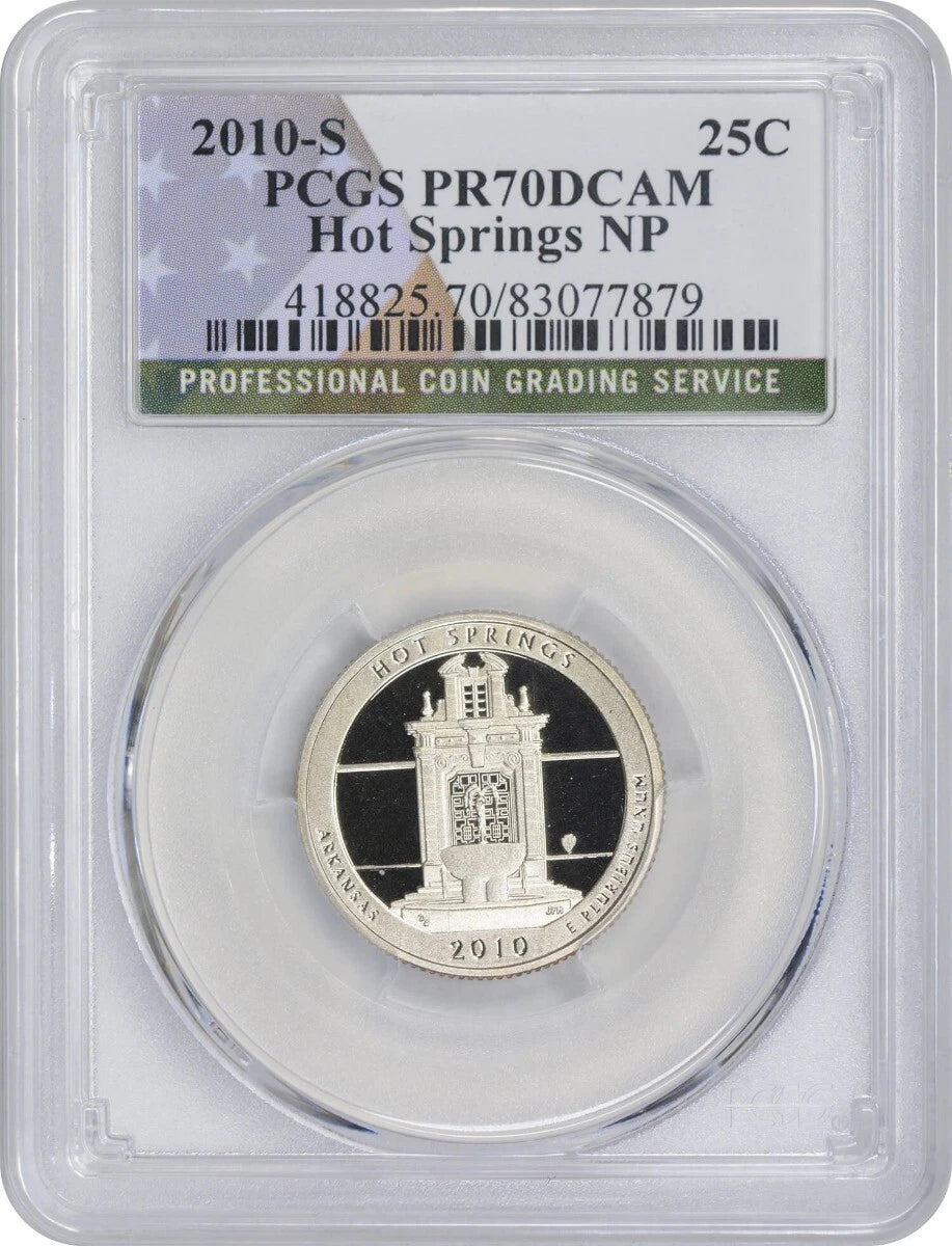 2010-S Flag Clad Hot Springs NP State Quarter PR70DCAM PCGS 70 Deep Cam