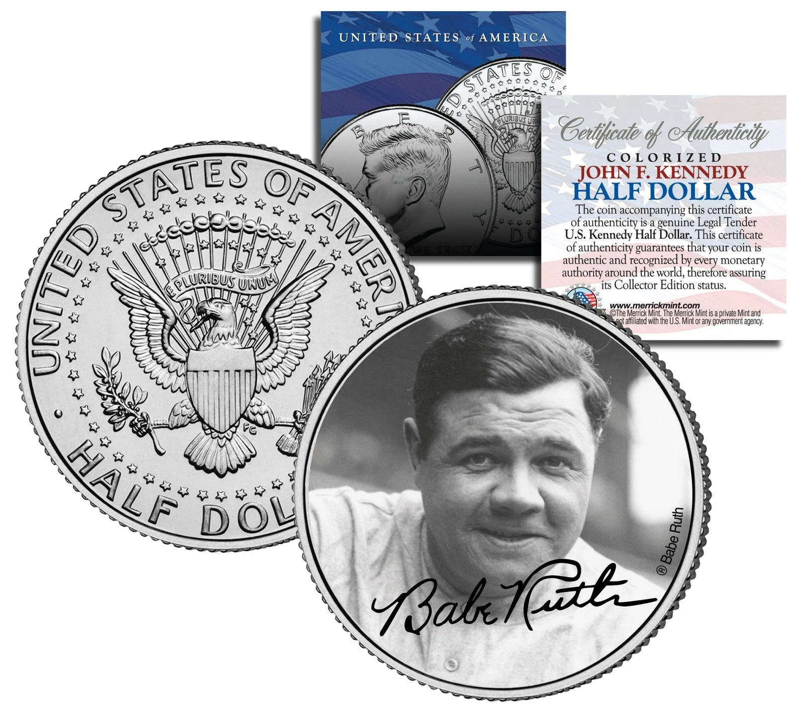 Babe Ruth "Portrait" JFK Kennedy Half Dollar US Coin *Officially Licensed*