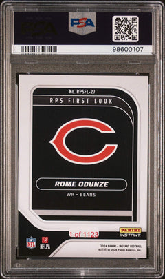 Graded 2024 Panini Instant NFL Rome Odunze #RPSFL27 Rookie Football Card PSA 9-2