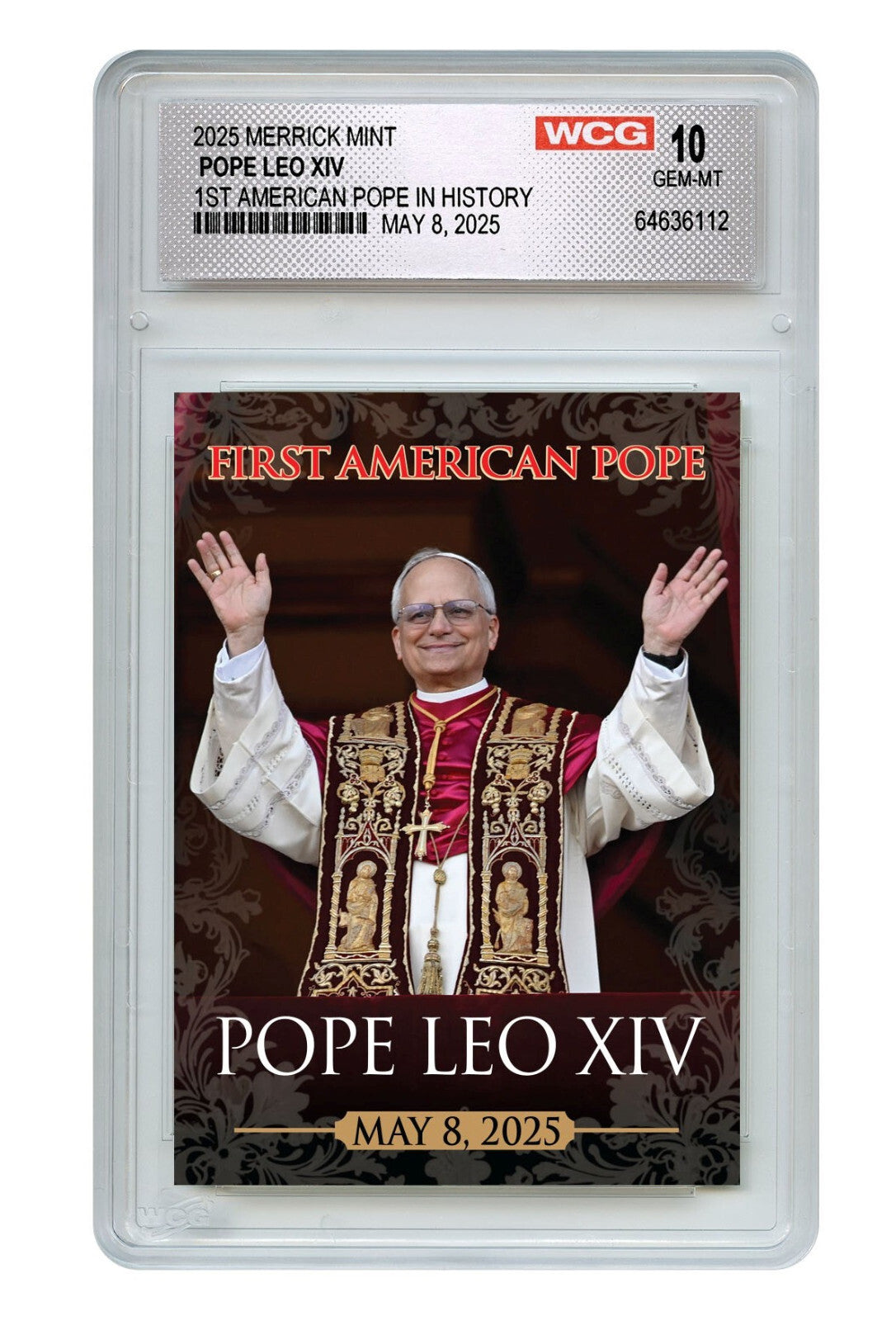2025 POPE LEO XIV Official Premium Trading Card - GRADED GEM MINT 10-3