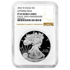 Moneda de plata americana Eagle NGC PF69UC de $1, 2016-W, etiqueta marrón-1