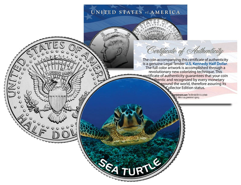 SEA TURTLE JFK Kennedy Half Dollar U.S. Colorized Coin-1