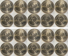2007 Washington Presidential Dollar 20 Coin PD Mint Set Satin Roll (10P/10D)-2