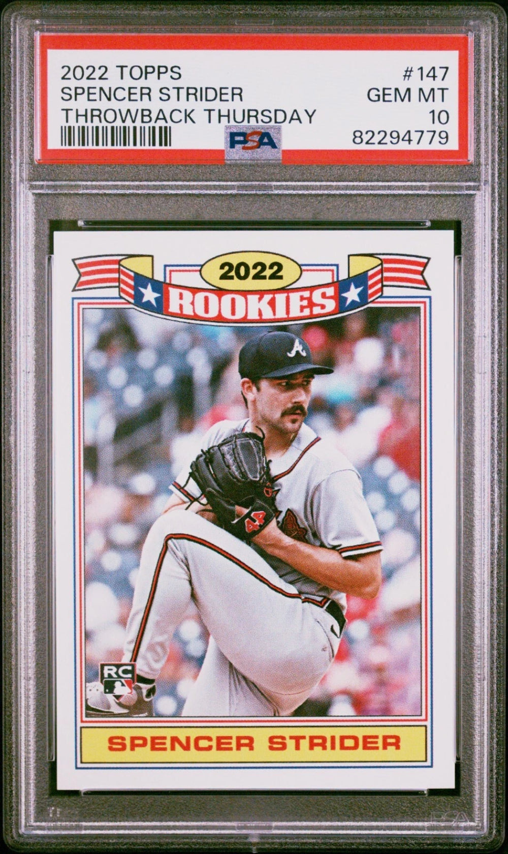 2022 Topps Throwback Thursday #147 Spencer Strider PSA 10 GEM MINT Rookie RC-1