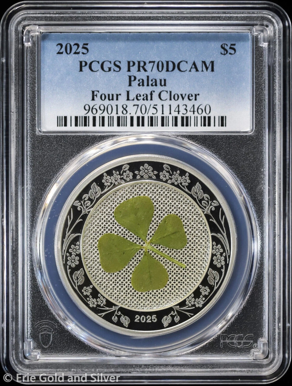 2025 $5 Palau Proof Four Leaf Clover 1 oz Silver Coin PCGS PR 70 DCAM-4