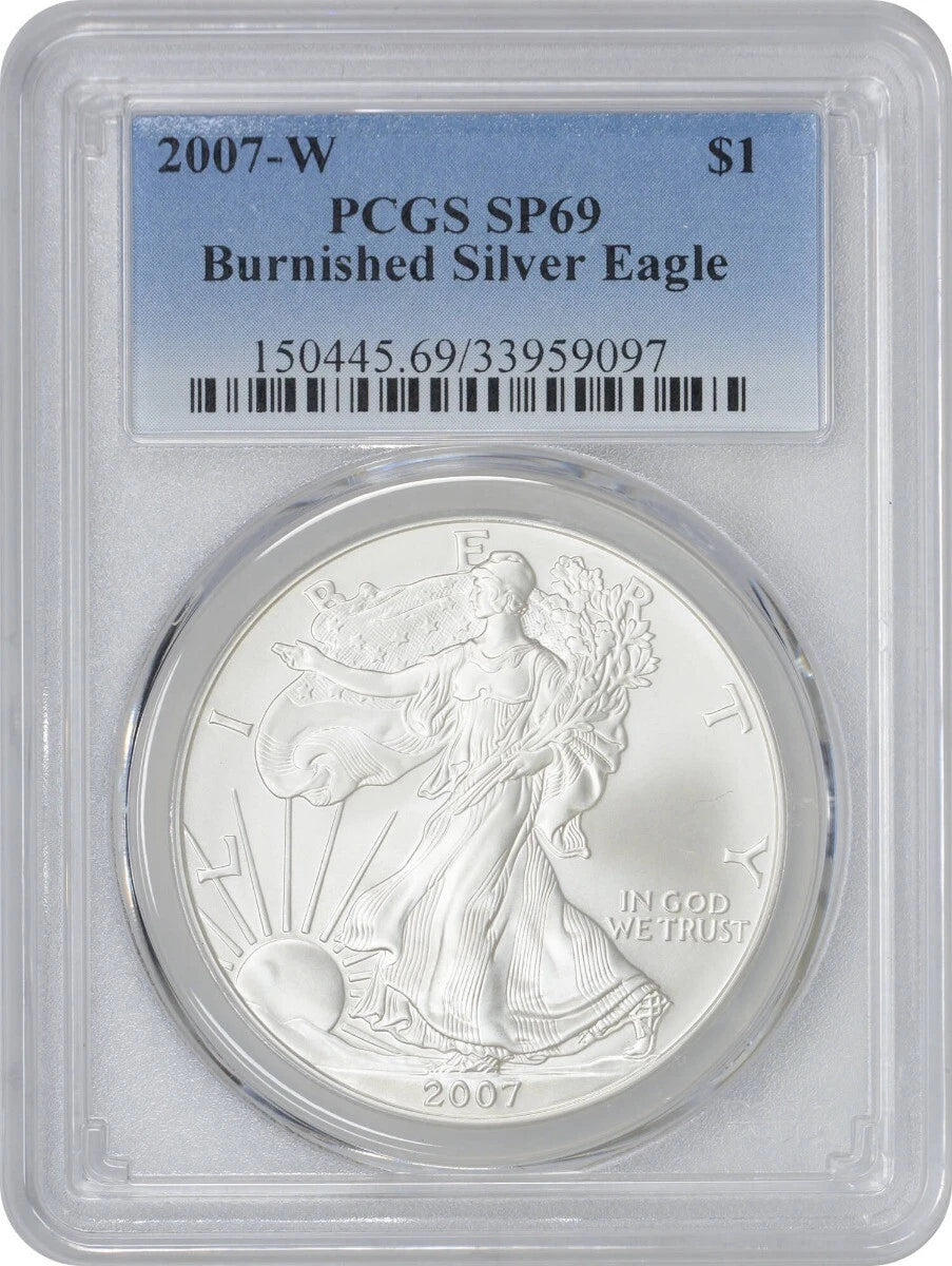 2007-W $1 American Silver Eagle Burnished SP69 PCGS-1