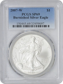 2007-W $1 American Silver Eagle Burnished SP69 PCGS-1