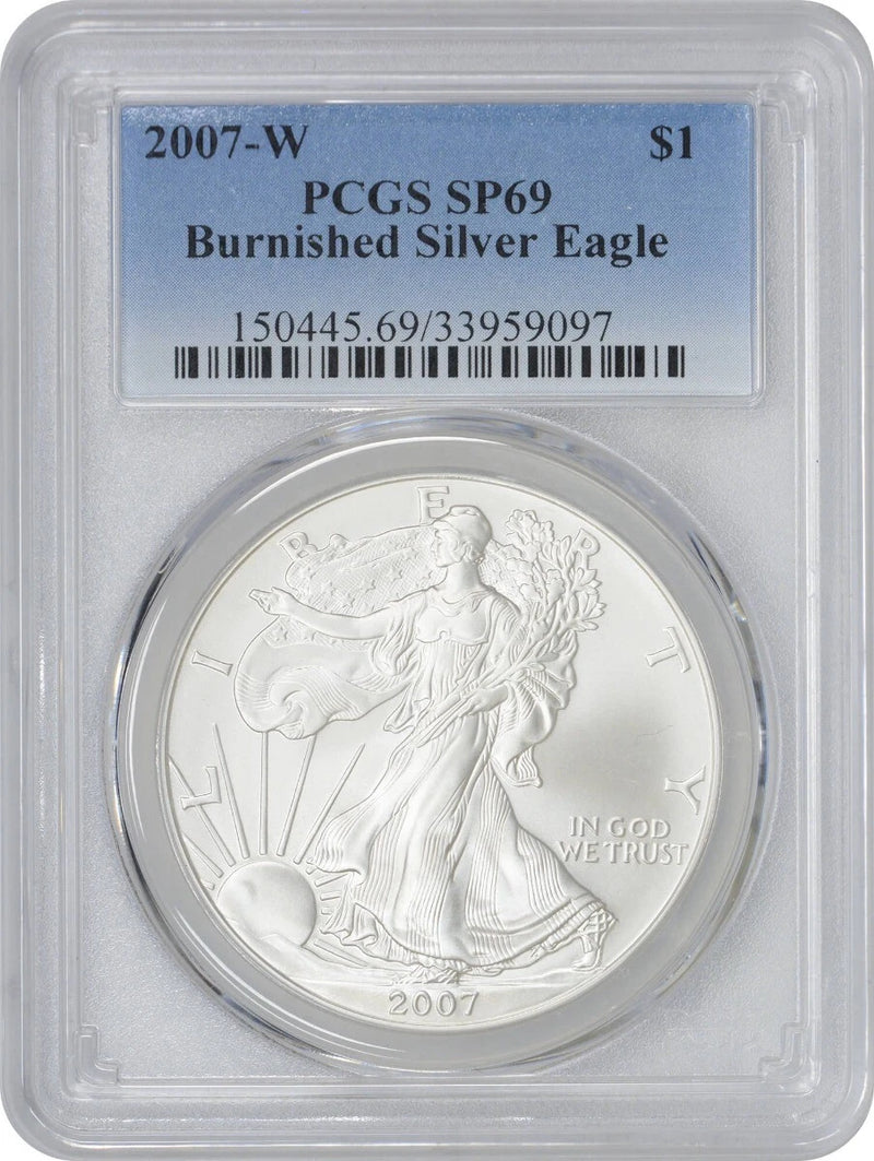 2007-W $1 American Silver Eagle Burnished SP69 PCGS-1