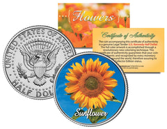 SUNFLOWER PLANT JFK Kennedy Half Dollar US Colorized Coin-1
