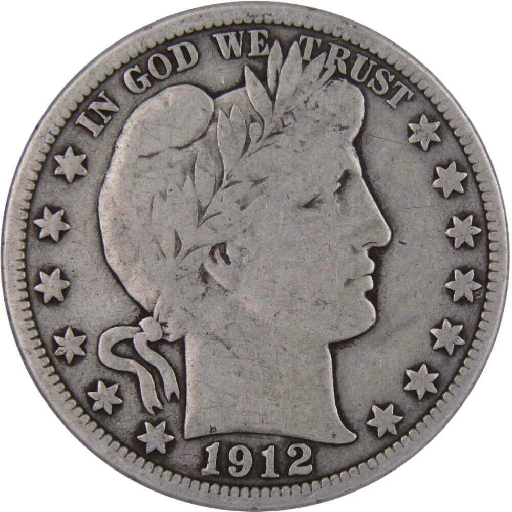 1912 Barber Half Dollar VG Very Good 90% Silver 50c US Type Coin Collectible-1
