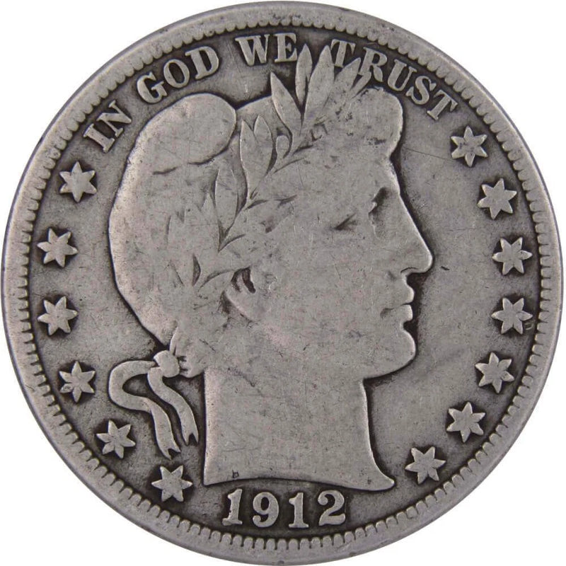 1912 Barber Half Dollar VG Very Good 90% Silver 50c US Type Coin Collectible-1