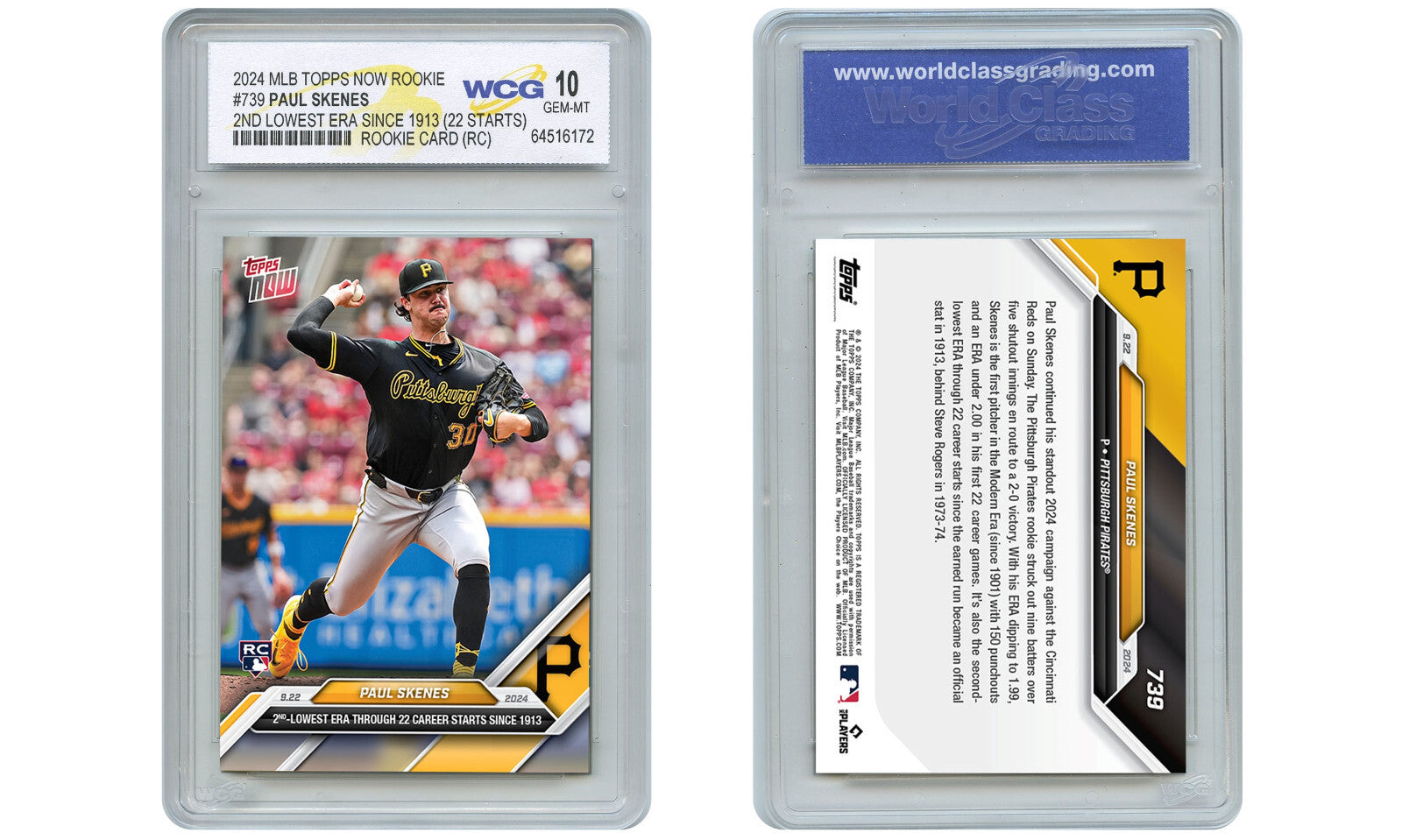 2024 Topps Now PAUL SKENES 2nd Lowest Era Since 1913 ROOKIE CARD 739 GEM MINT 10-1