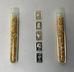 ✯ (5) PURE SILVER BARS 0.999 FINE + 2 GOLD FLAKE VIALS! ✯ Estate Lot Bullion ✯-1
