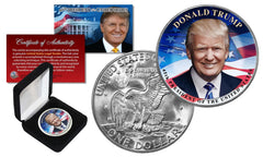 DONALD TRUMP Pres. Official Genuine IKE EISENHOWER $1 Dollar Coin w/ BOX & COA-1
