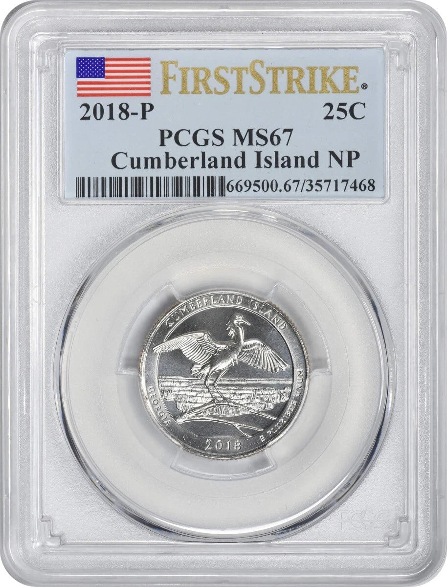 2018-P Cumberland Island ATB National Park Quarter MS67 First Strike-1
