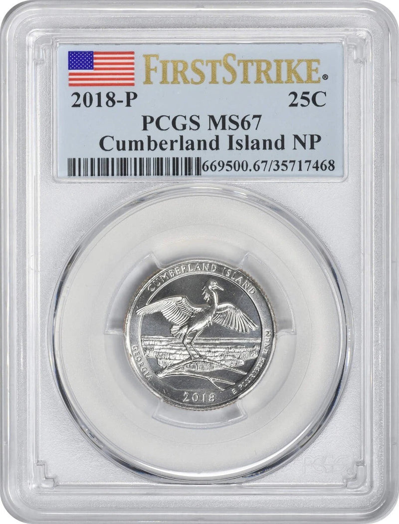 2018-P Cumberland Island ATB National Park Quarter MS67 First Strike-1
