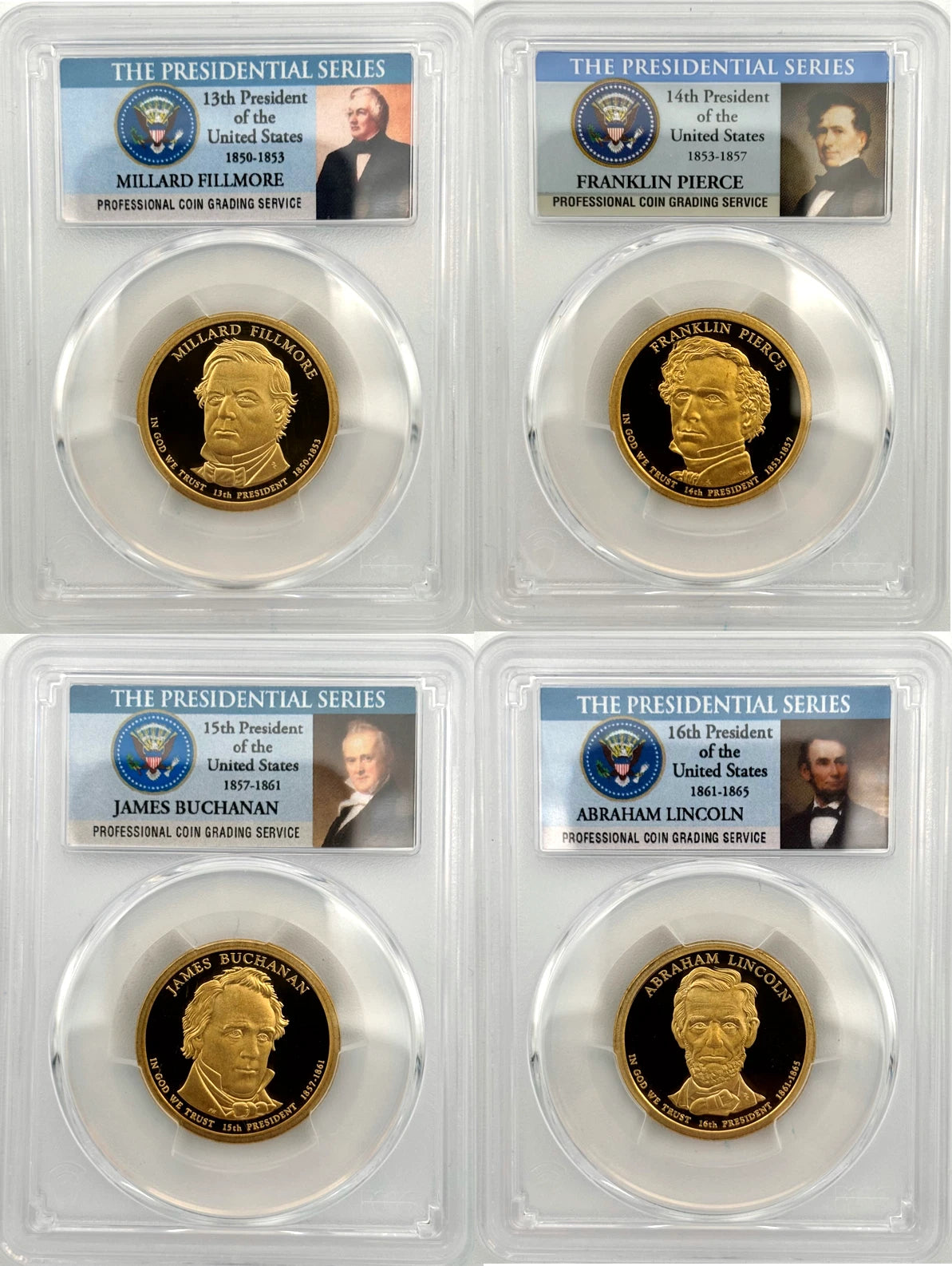 2007 - 2010, 2011 - 2016 S COMPLETE 39 Presidential $1 PCGS 70 Proof Dollar Set-7