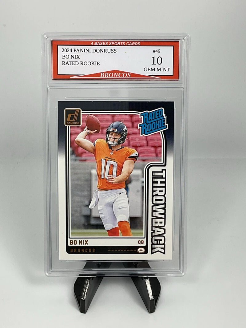 2024 Panini Donruss Bo Nix Denver Broncos Rated Rookie Card #46 Gem Mint 10!-1