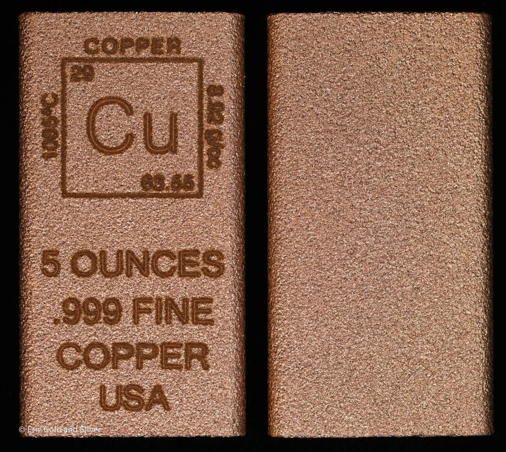 5 oz Copper Bar Element Design Made in USA | Rectangle Ingot Copper Bullion CU-5