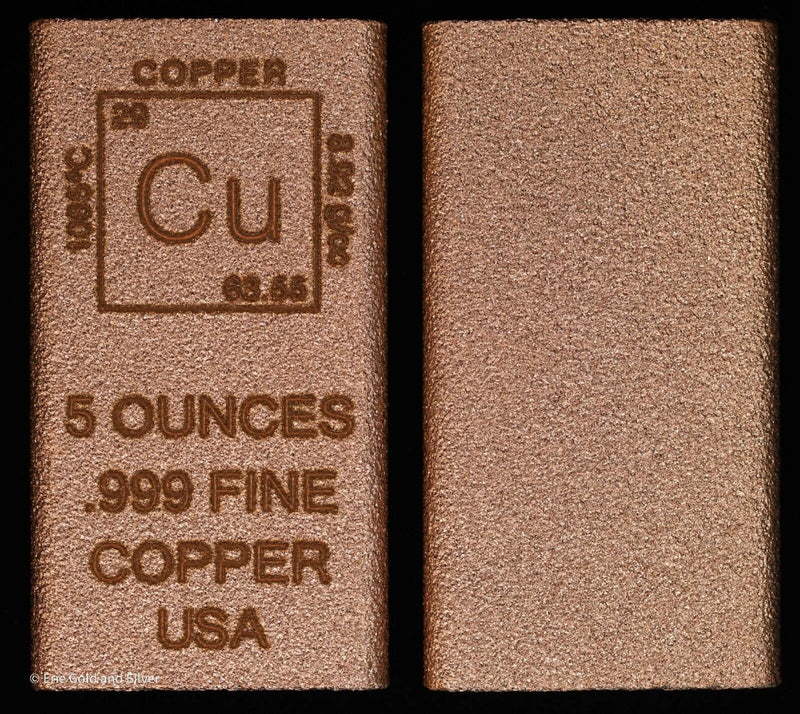 5 oz Copper Bar Element Design Made in USA | Rectangle Ingot Copper Bullion CU-5