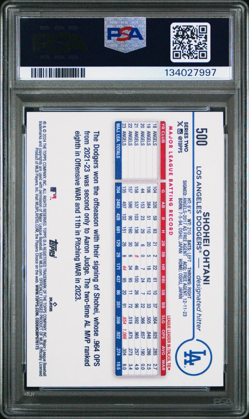 2024 Topps #500 Shohei Ohtani PSA 10 GEM MINT Los Angeles Dodgers-2