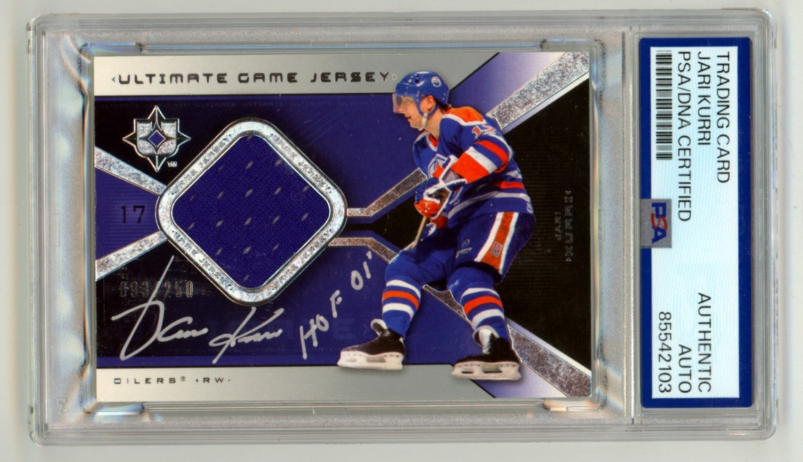 Jari Kurri 2004-05 UD Silver Signed Relic /250 w/ HOF 01' PSA Authentic Auto-1