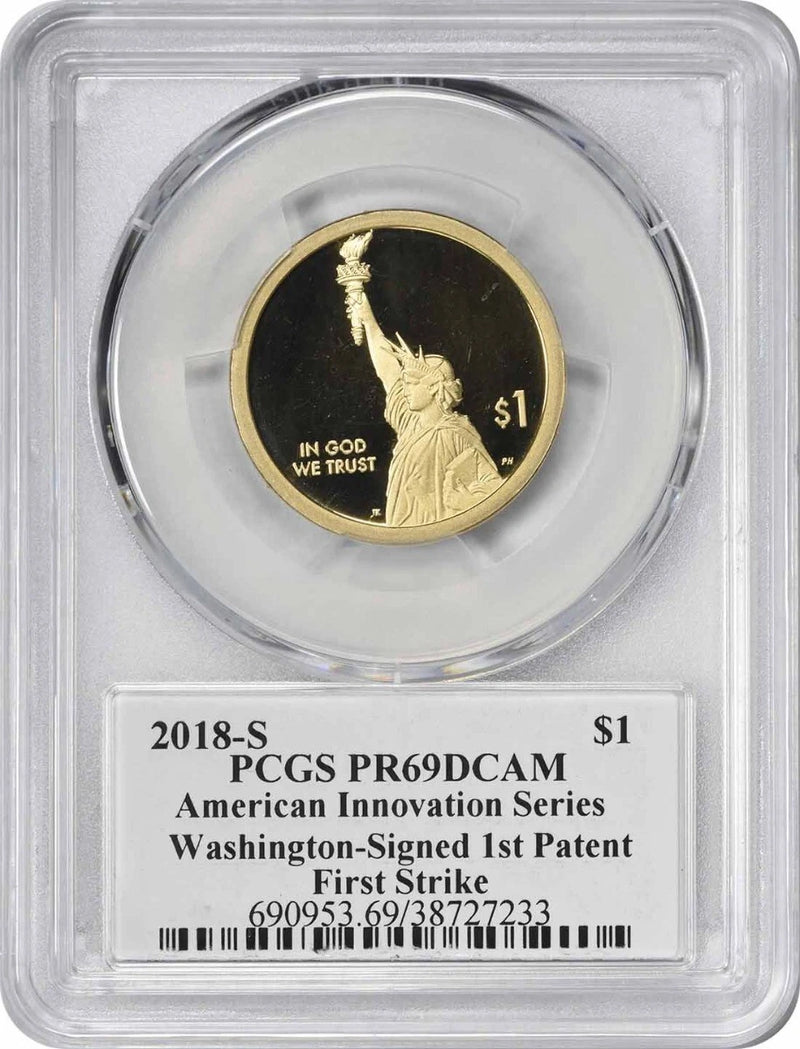 2018-S Dólar de Innovación Estadounidense Patente de Washington PR69DCAM FS PCGS Etiqueta Inn-2