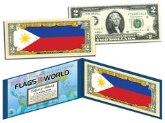 PHILIPPINES - FLAG SERIES $2 U.S. Bill - Genuine Legal Tender Bank Note-1