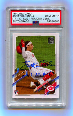 Jonathan India 2021 Topps Update Image Variation SP Signed ROY PSA 10 Auto ITP-1