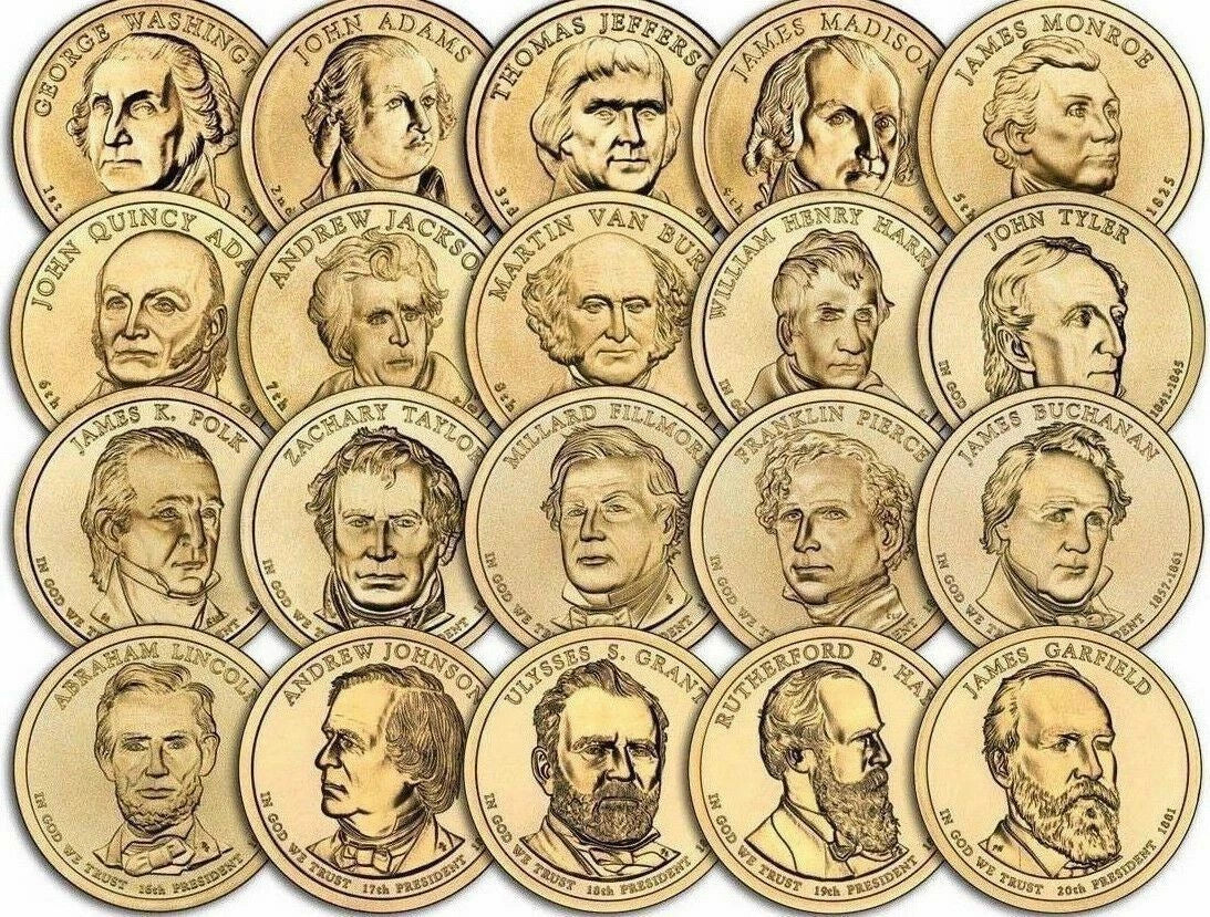A Lot of 100 Random Uncirculated Presidential Dollar Coins US Mint