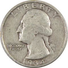 1934 Medium Motto Washington Quarter VG Very Good Silver 25c Coin-1
