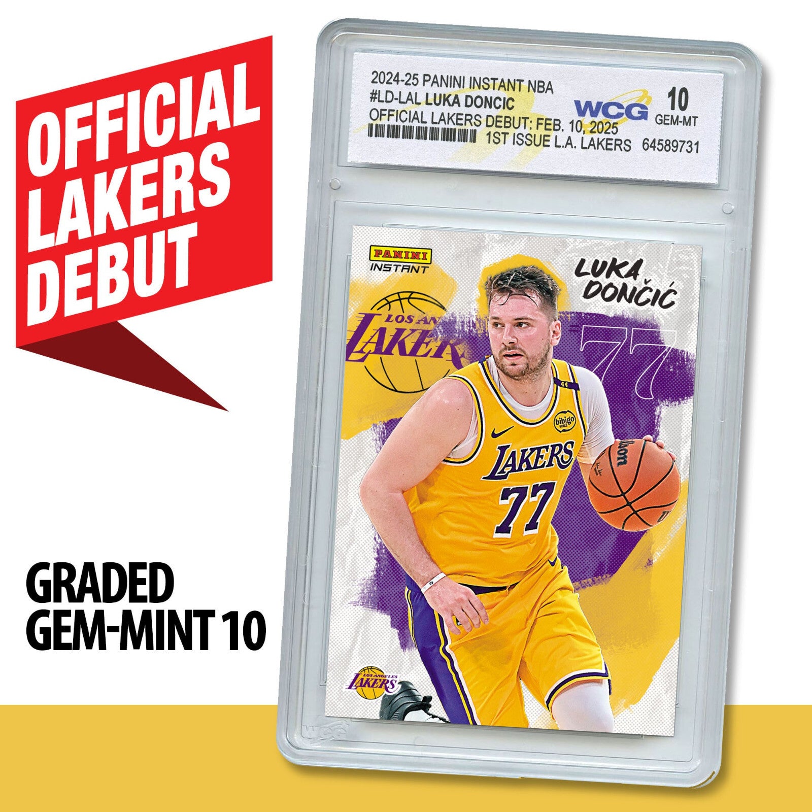 2025 Panini LUKA DONCIC Official Lakers Debut 1st Issue Card #LD-LAL GEM-MINT 10-3