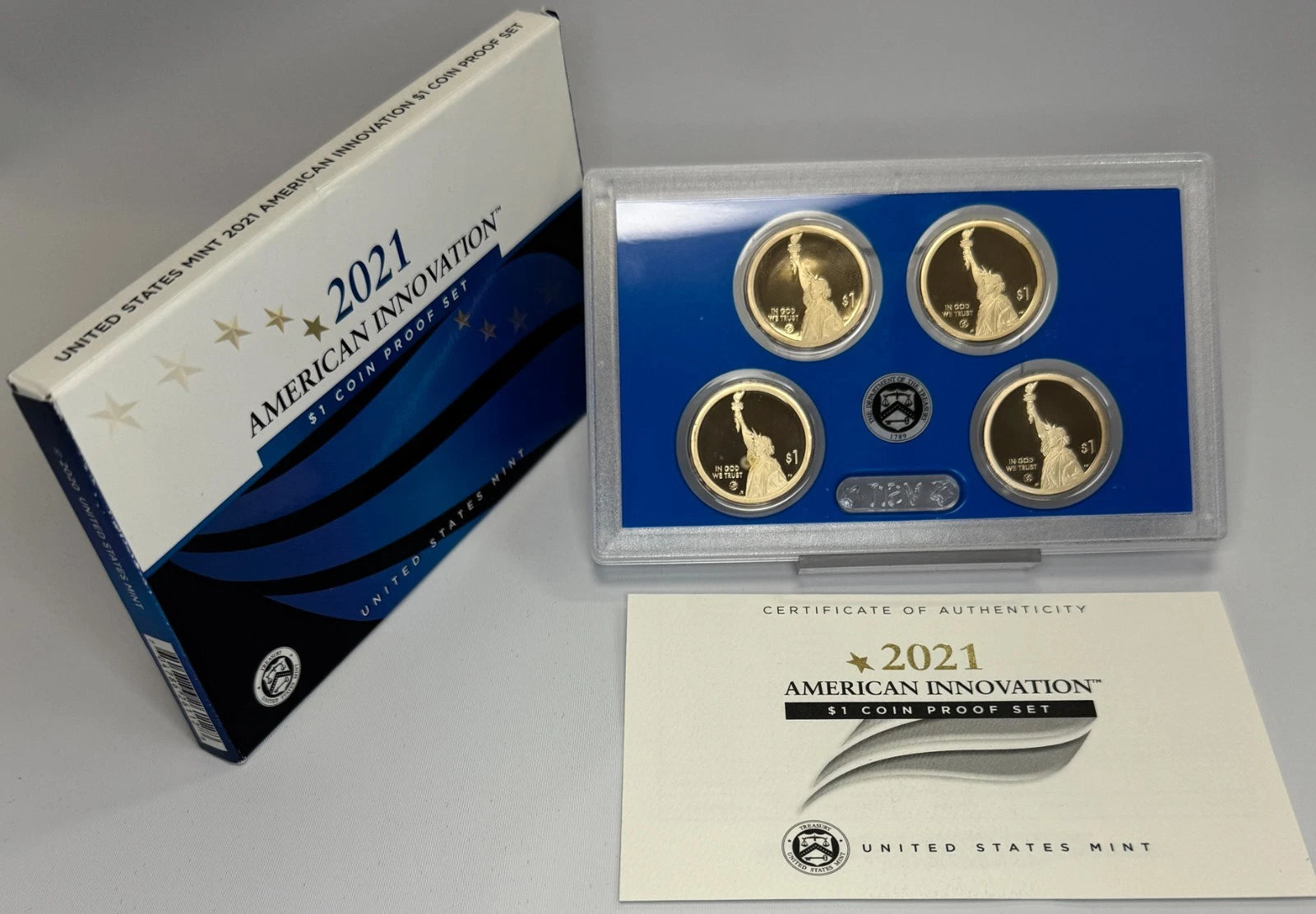 2021 American Innovation $1 Proof 4 Coin Set with Box and COA NH NC VA NY-4