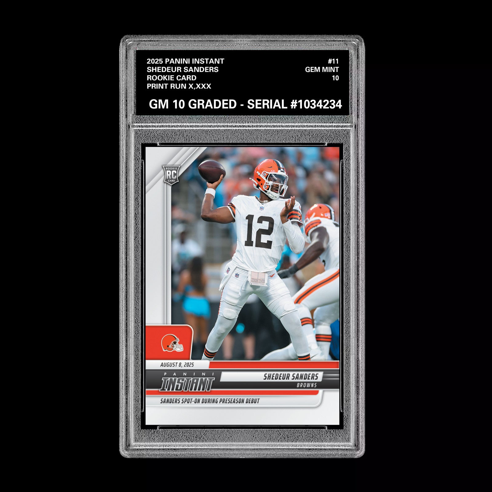 Graded 10 Shedeur Sanders - 2025 Panini Instant #11 RC Rookie Browns-1