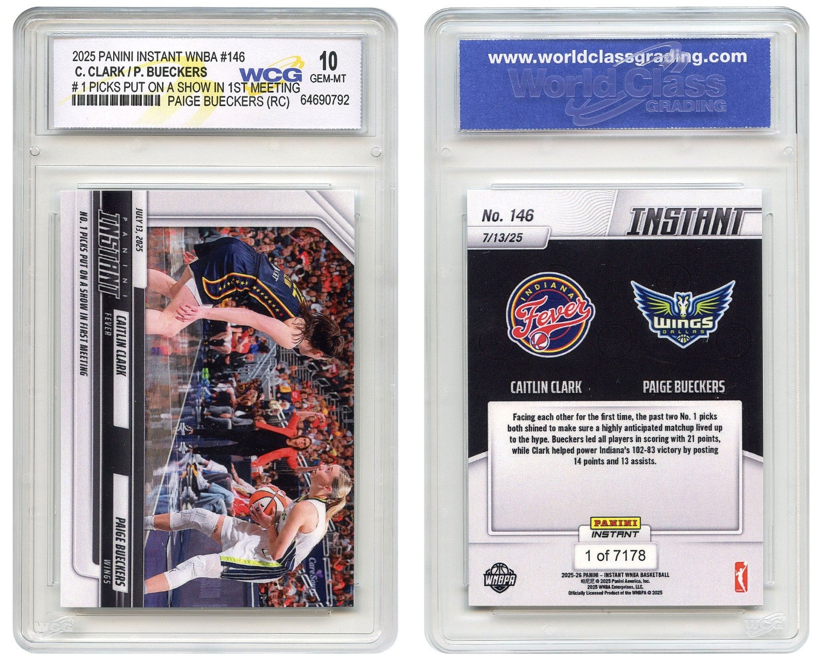 2025 Panini C. CLARK & P. BUECKERS #1 Picks Dual Rookie Card #146 - GEM MINT 10