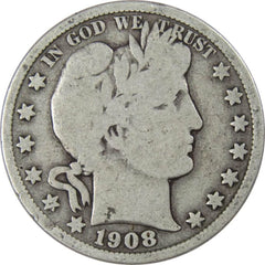 1908 D Barber Half Dollar G Good 90% Silver 50c US Type Coin Collectible-1