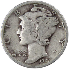 1927 Mercury Dime VG Very Good Silver 10c Coin-1