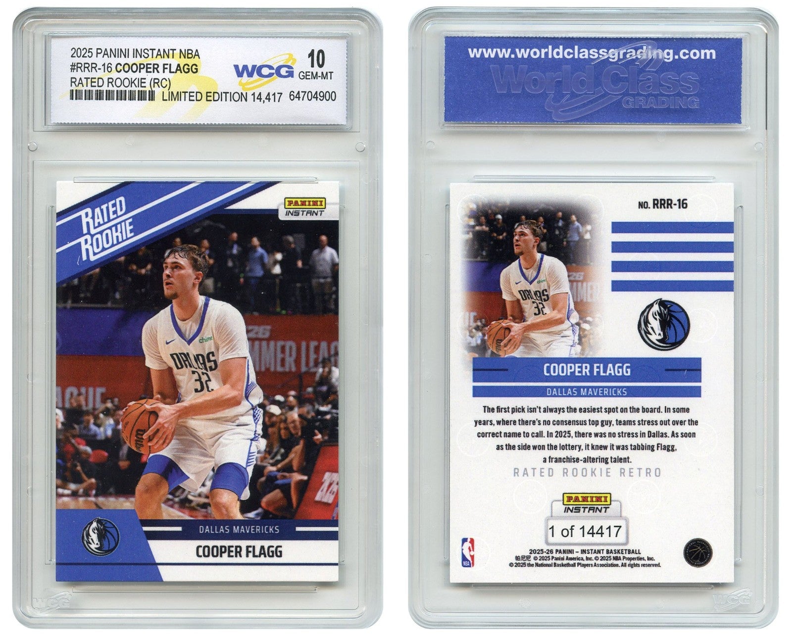 2025 Panini Instant COOPER FLAGG Rookie Card #RRR-16 Rated Rookie - GEM MINT 10-1