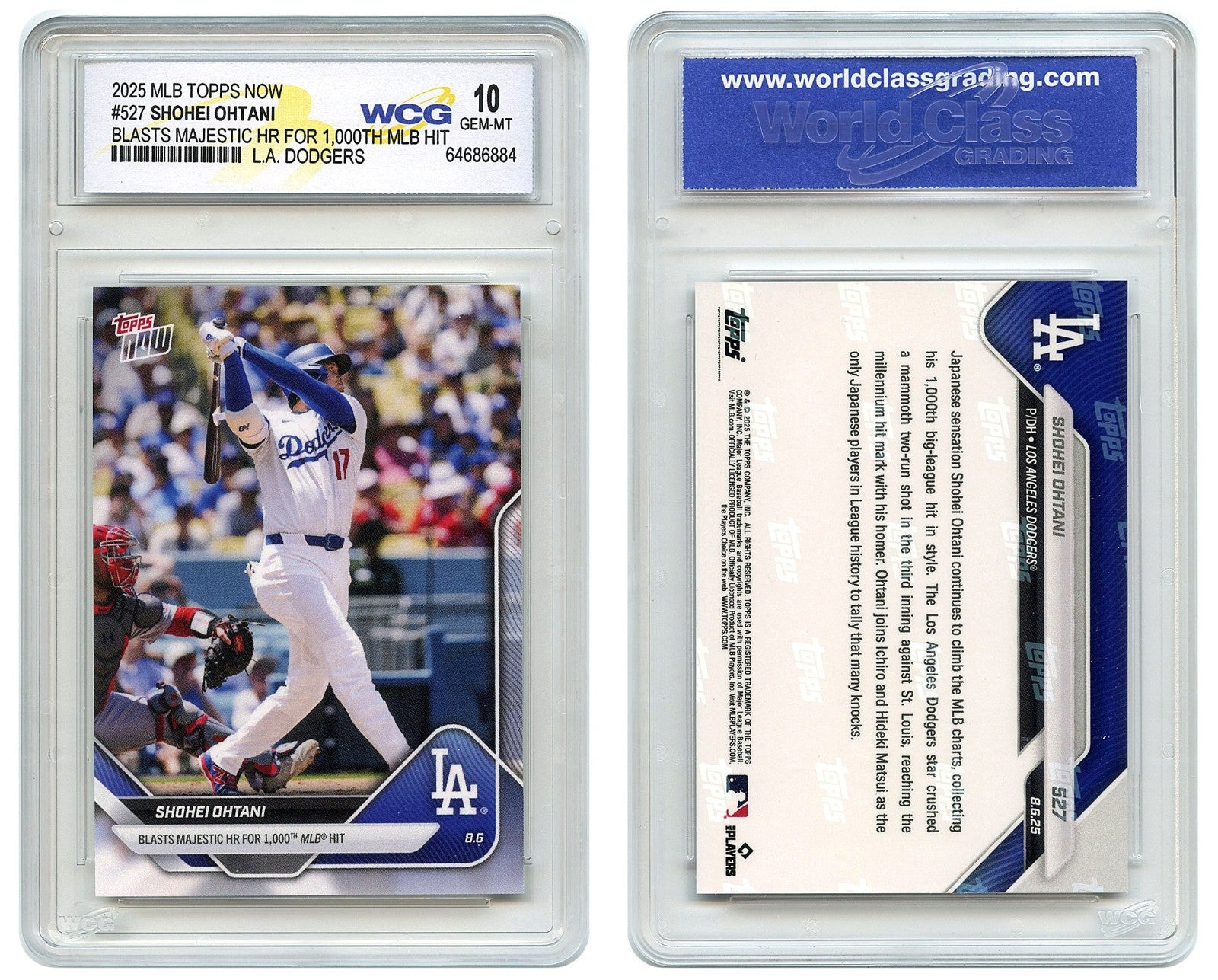 2025 Topps Now SHOHEI OHTANI Card #527 Blasts HR For 1000th MLB Hit GEM MINT 10-2