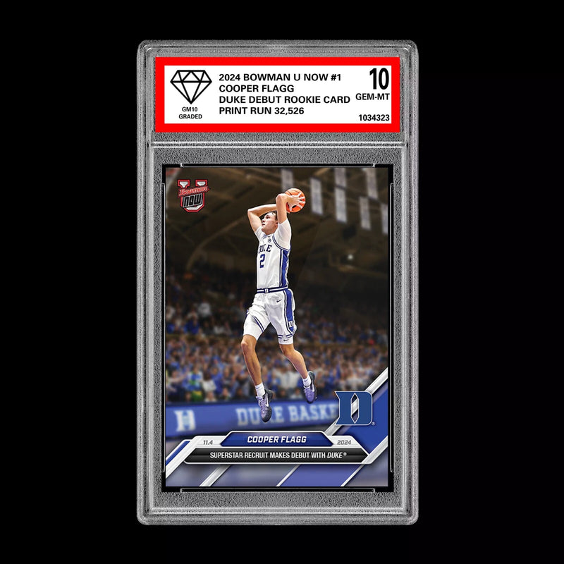 Graded 10 Cooper Flagg #1 Debut Duke RC Rookie 2024-25 Bowman U Now Card-1